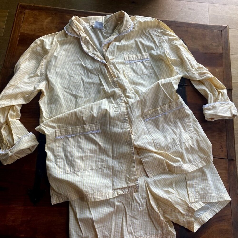 Vintage Yellow and White Gingham Talbots Pajama Set